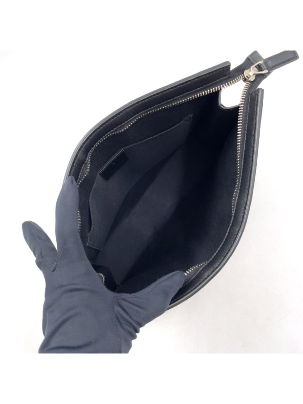 ★SOLD★ Gucci GG Supreme Webbing Line Leather Black Clutch Silver - Picture 3 of 15